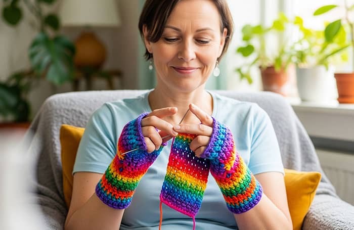 Crocheting Fingerless Gloves